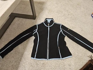 Spyder Women's Fleece Jacket - Black with Light Blue Accents, Full-Zip,Sz S,#A - Picture 1 of 11