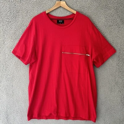 MVP COLLECTIONS Zipper Pocket T Shirt Men 1XL Red Cotton Utility Gorp Streetwear - Image 1 of 4
