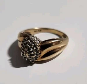 Damen Vintage 10K Gelbgold Diamant Cluster Ring 5,16 g Juwelenring - Bild 1 von 5