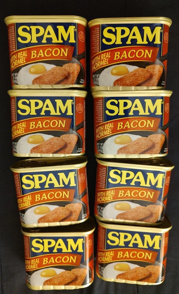 8 SPAM With Real Bacon Flavor Ham Pork Meat 12oz Cans BB 2027 YUM!  - Image 1 of 1