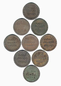 Isle of Man. (William Callister) Tokens. 1831 Halfpenny x 9 Coins. VG-VF - Picture 1 of 2