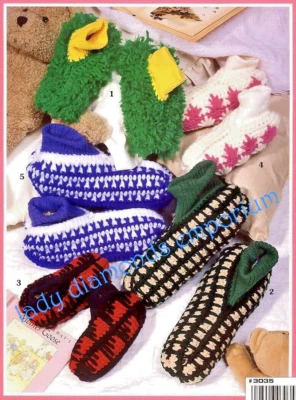 Slipper Socks For Kids, 8 Styles, Crochet Patterns, Childrens size XS S M L - Image 1 of 4