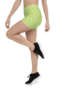 Women's Spandex Stretch Tennis Shorts (All-over tennis ball print design) - Picture 1 of 6