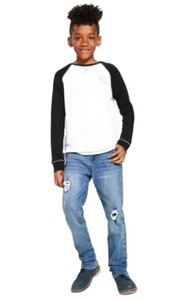 NWT EPIC THREADS Big Boys Slim Straight Med Wash Destroyed Denim Jeans MSRP $45 - Picture 1 of 12