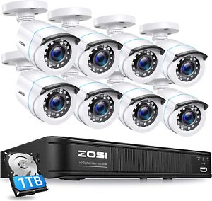 ZOSI H.265+ 8CH 5MP Lite DVR 1080P Camera Home Security Outdoor CCTV System