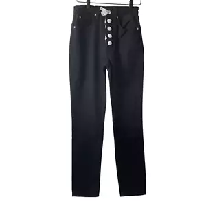 Jeans donna WE WORE WHAT nero taglia 24 Danielle jeans vita alta con bottoni cristallo - Foto 1 di 11