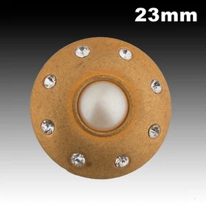 Vintage Metallknopf matt gold mit Kunstperlen & Strass 23 mm 40023006 - Bild 1 von 2