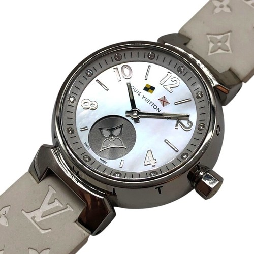 LOUIS VUITTON（LV） OROLOGIO LOUIS VUITTON Q12MO TAMBOUR BELLA COPPA DONNA GUSCIO BIANCO ACCIAIO INOX