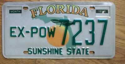 Single Florida License Plate - 7237 - Ex-pow - Sunshine State • 27.59€
