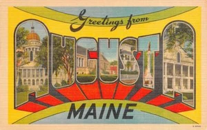 ME, Maine    AUGUSTA LARGE LETTER      c1940's Linen Postcard - Picture 1 of 2