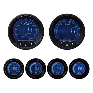 EVO Digital 6 Gauge Set GPS Speedometer Blue & Red LCD MPH °F PSI 85mm & 52mm - Picture 1 of 21