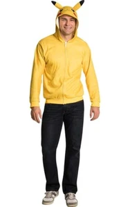Unisex Pikachu Hoodie Pokemon Adult SIZE Yellow Zippered Light Weight - Picture 1 of 4