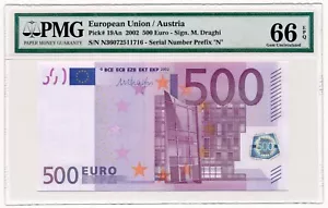 EUROPEAN UNION (AUSTRIA) banknote 500 Euro 2002 Draghi MS 66 EPQ collectibles - Picture 1 of 7
