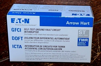 Eaton Arrow Hart GFCI Self-Test Ground Fault Circuit Interrupter #TWRSGF15W - Image 1 of 4