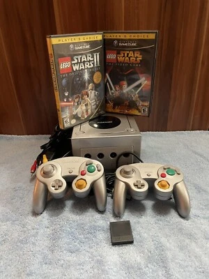 Nintendo Gamecube Console Silver DOL-101 Bundle w/ 2 Controllers + 2 Games - Image 1 of 4