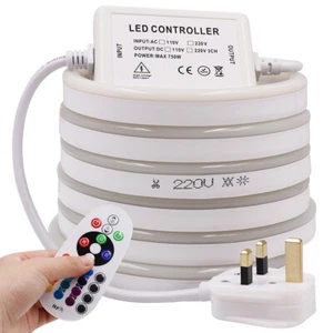 1-25m 220V 240V 5050 LED Neon Strip Light Tube Flexible Rope Waterproof+UK Plug - Picture 1 of 14