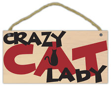 En Bois Décoratifs Animal Domestic Signe : Crazy Chat Lady Chats Cadeaux