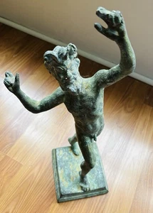 TANZENDER FAUN POMPEJI MASSIVE BRONZESTATUE. 16" HOCH. GEKAUFT IN ITALIEN 13 Pfund - Bild 1 von 9