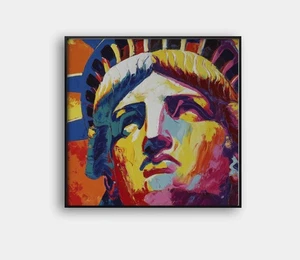 🗽 Liberty Head Pop Art | Peter Max "Framed" 🎨 | Signed Giclée | 24x24 COA V52 - Picture 1 of 8