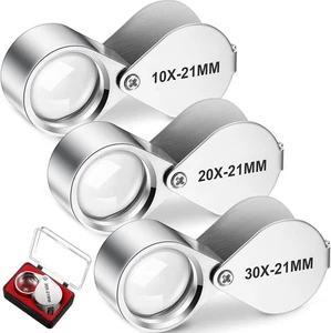 Frienda Set di 3 Pezzi Lenti Occhielli Gioiellieri 10X, 20X e 30X Stile Normale, Argento  - Foto 1 di 7