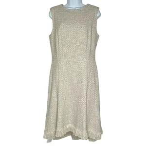 NWT M.M.LaFleur Lindsay Sleeveless Dress in Sea Salt/Ivory Cotton Boucle - Picture 1 of 5