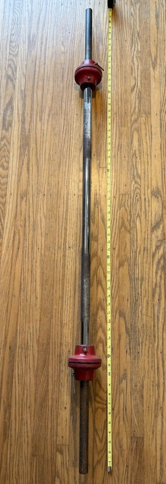 Barra de pesas York vintage de 5’ de largo de 1” de diámetro con collares interiores exteriores de 24 libras Foto 1 de 4