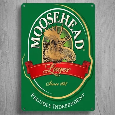 Letrero de metal de novedad vintage Moosehead Lager Beer 8 x 12 ¡Nuevo! Foto 1 de 2