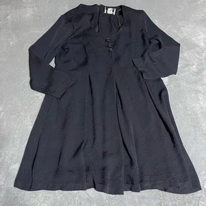 Vintage Jeffrey & Dara Dress Womens 16 Black Long Sleeve Whimsigoth Grunge Fall - Picture 1 of 7
