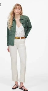 Nwt Madewell Womens White Kick Out Crop Jeans Mid Rise Flare Leg NI961 Size 27 - Picture 1 of 11