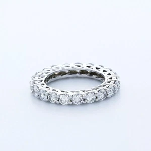 14K Gold Eternity Wedding Ring Trellis 3.28 Carat Round Lab-Grown Diamond E VVS2 - Picture 1 of 11