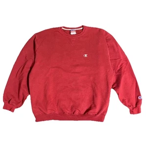 Champion Sudadera Para Hombre Grande Alta Roja En Blanco Vintage Cuello Redondo Pullover Y2K 00s - Imagen 1 de 16