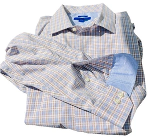 Egara Non-Iron Long Sleeve Button Front Sport Shirt. Blue Check, Size XXL - Picture 1 of 5