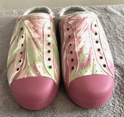 МЕСТНЫЕ Девочки Jefferson Французские Терри Сабо Слипоны Сумеречный Мрамор Розовый Размер J5 - Изображение 1 из 4