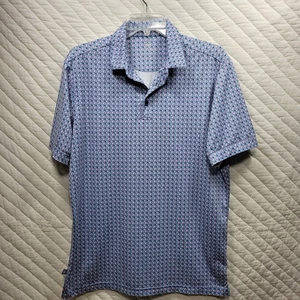 Mizzen+Main Polo Uomo Medium Blu Chiaro AOP Geometrica Performance Golf - Foto 1 di 6