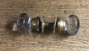 Rare Antique Spherical Glass Doorknobs, Bronze Ferrules & Split Spindle, c1920’s - Picture 1 of 4