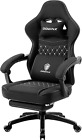 Gaming Chair Fabric with Pocket Spring Cushion, Massage Gaming Chair with Footre