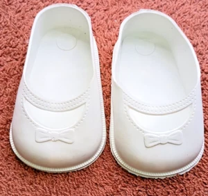 Vintage Doll Shoes White Vinyl Size 7T Mary Jane Style - Picture 1 of 6
