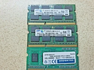 TOTAL 6GB - 2GB (3x2GB) 2x M471B5673FH0-CH9 DDR3 PC3-10600S & 1x AT912AA-HY - Picture 1 of 7