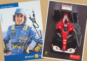 Fernando ALONSO - 2 signierte AK - RENAULT + FERRARI + Signierte F1 AK gratis - Bild 1 von 1