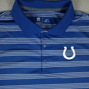 Nike Indianapolis Colts Polo Shirt Mens Large Blue Striped NFL Short Sleeve - Picture 1 of 9