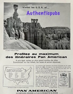 PUBLICITE PAN AMERICAN USA CANON DE BRYCE UTAH ETATS UNIS DE 1961 AD VINTAGE - Picture 1 of 1