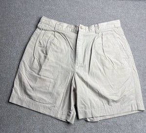 Pantalones Cortos Claiborne Hombre 34 Marrón Blanco Cuadros Bolsillos Plisados Frontales Fin de Semana Exterior - Imagen 1 de 7