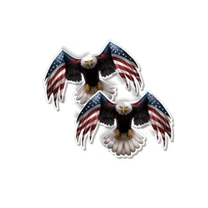 Calcomanía American Bald Eagle pegatina parachoques bandera coche real camión EE. UU. ventana paquete de 2 - Imagen 1 de 4