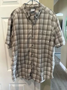 De colección. Columbia Marrón/Azul Cuadros S/S Abotonable Para Hombre XXL Usado 100% Algodón India - Imagen 1 de 8