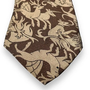 Corbata Vintage John Blair Marrón Tejida Fantasía Criatura Novedad Patrón - Imagen 1 de 4