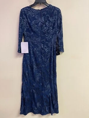 NWT JS Collections Cecily Tea Length Jewel Neckline Lined Navy Dress Size 6 V8 - Image 1 of 4