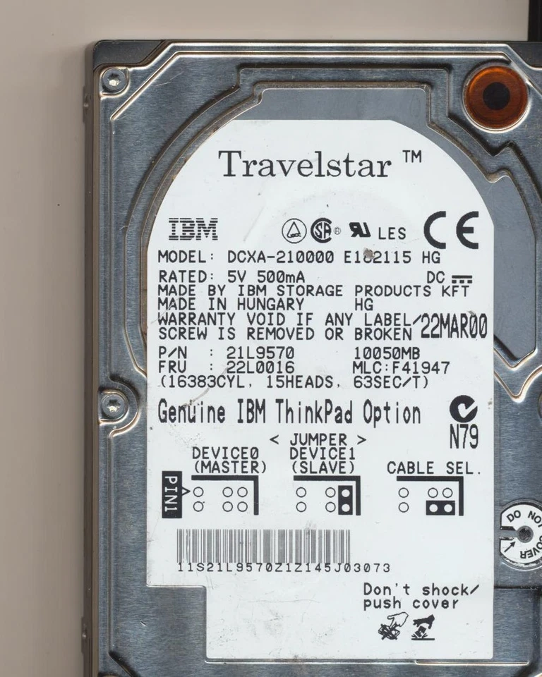 Travelstar IBM DCXA-210000 E182115 HG, HDD 2,5 geprüft - Bild 1 von 1