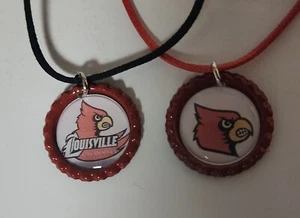 BottleCap Necklaces Cardinals UL Necklaces, Unisex, 18" cord Lot of 2 - Picture 1 of 3