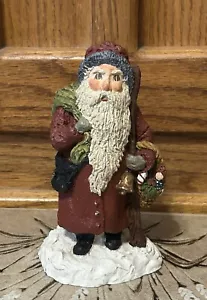 Vintage 1985 June McKenna signierte datierte Weihnachtsmannfigur Weihnachtskorb 5 Zoll - Bild 1 von 10