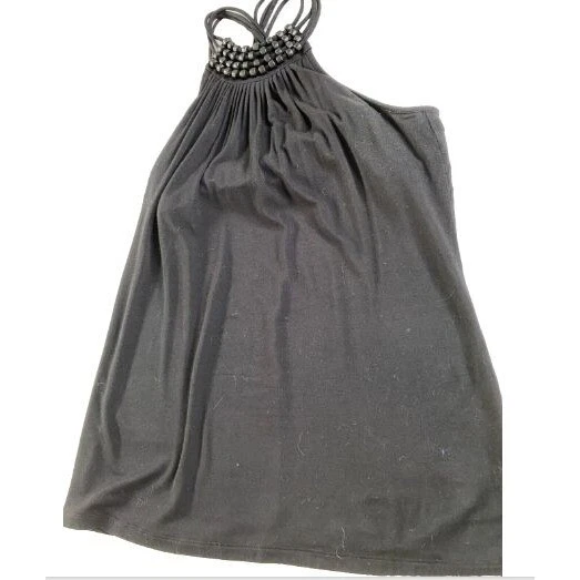 Halter tejido negro Michael Kors para mujer con cuentas y correas cruzadas talla M Foto 1 de 4